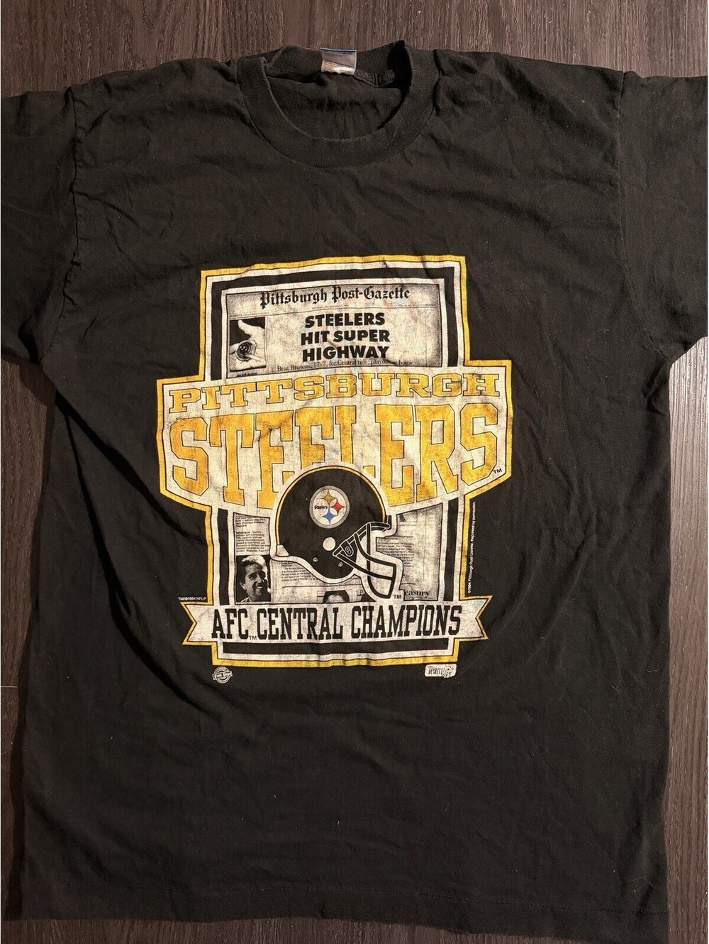Vtg 1994 Pittsburgh Steelers AFC Champions T Shirt XL Fruit of the Loom Blue Tag